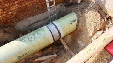 Schweißnahtverbindung vor der GFK-Beschichtung