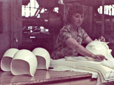 The factory also produced helmets